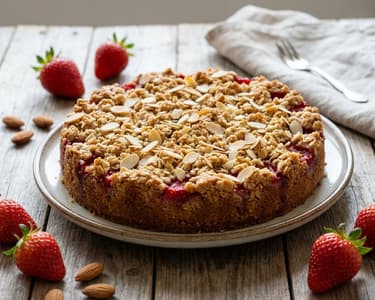 Strawberry Cake with Oat Crumble