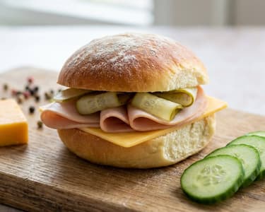 Homemade Butter Buns with Turkey Ham and Cheddar