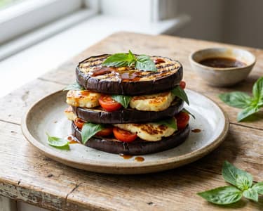 Eggplant Sandwich with Grilled Halloumi