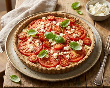 Tomato Quiche with Cheddar and Feta