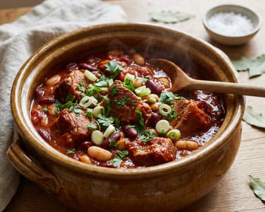 Pork Leg with Colorful Beans