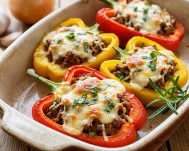 Baked Bell Peppers with Minced Beef