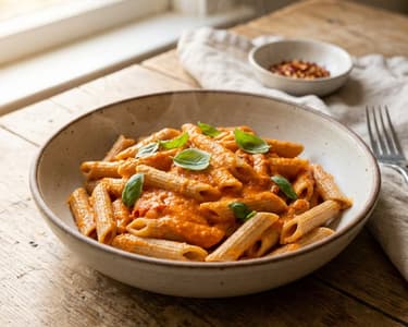 Penne with Bell Pepper-Tomato Sauce | Healthy & Quick