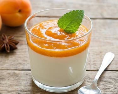 Vegan Panna Cotta with Flambéed Apricots