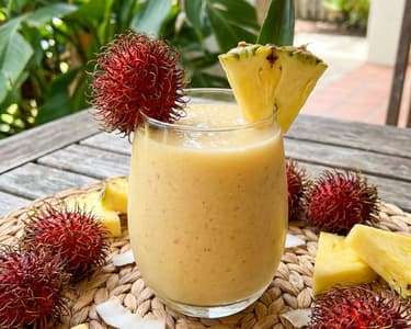 Exotic Rambutan Smoothie with Coconut & Pineapple