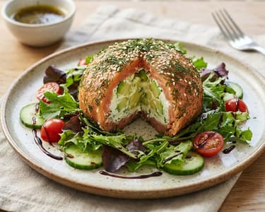 Smoked Salmon Salad with Avocado Mousse Ball
