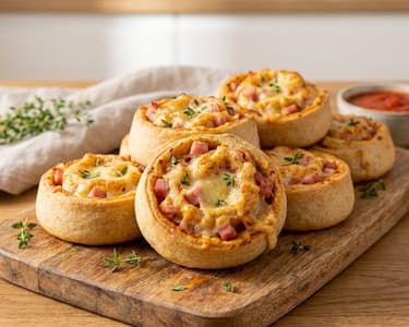 Spelt Pizza Snails with Ham & Cheese