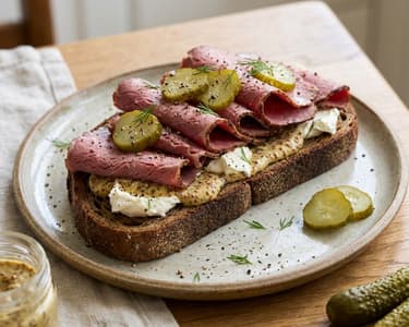 Black Bread with Pastrami | Hearty Snack