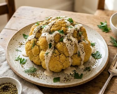 Roasted Cauliflower with Tahini Dressing & Za'atar