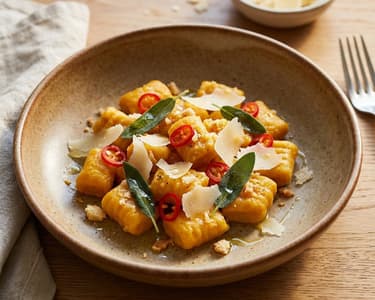Pumpkin Gnocchi with Chili and Sage