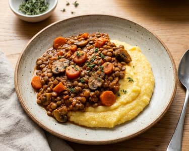 Lentil Ragout with Creamy Polenta