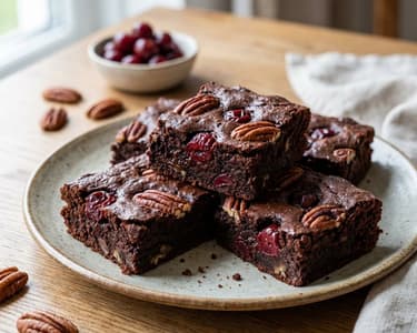 Vegan Brownies with Pecans and Sour Cherries