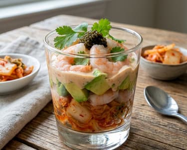 Shrimp Cocktail with Kimchi and Avocado