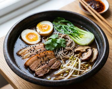 Hearty Pork Ramen with Soba Noodles