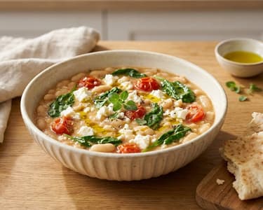 Bean Skillet with Feta and Spinach