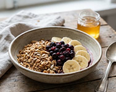 Knusper-Granola mit Sonnenblumenkernen & Beerenröster