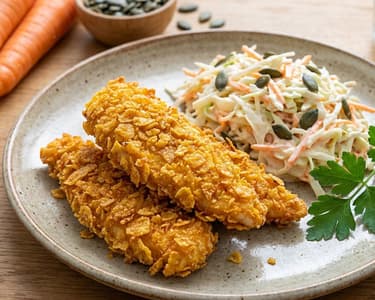 Crispy Chicken Nuggets with Coleslaw Salad