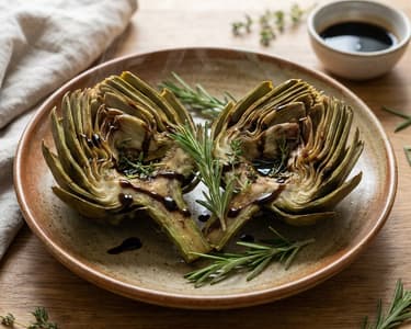Baked Artichokes with Balsamic Glaze