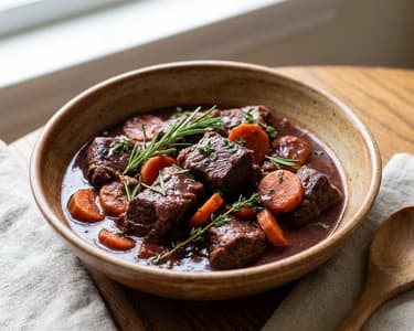Braised Beef Shank with Carrots in Red Wine