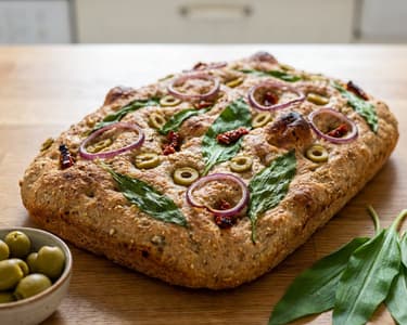 Whole Wheat Focaccia with Wild Garlic | Airy & Flavorful