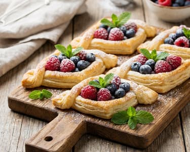Raspberry-Blueberry Puff Pastry Boats