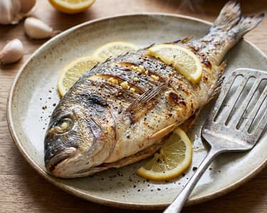 Grilled Sea Bream with Garlic and Lemon