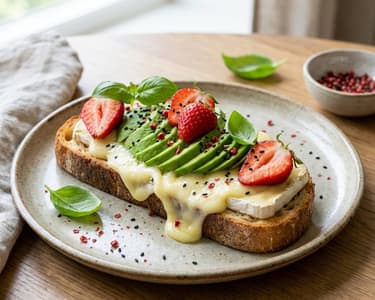 Toast with Camembert and Strawberries