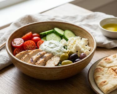 Greek Bowl with Grilled Chicken and Tzatziki