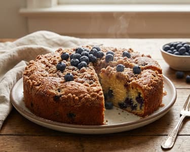 Juicy Blueberry Cake with Buttermilk & Cinnamon Streusel