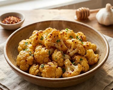 Roasted Cauliflower with Honey, Garlic, and Chili
