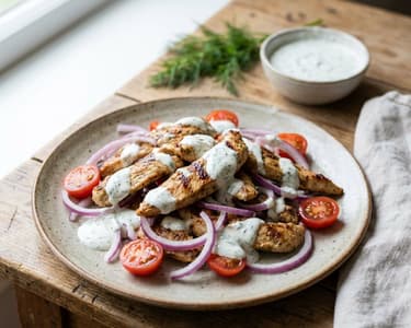 Juicy Chicken Gyros with Light Dill Dressing
