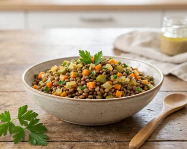 Refreshing Lentil Salad with Carrots and Pickles