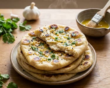 Indian Naan Bread with Garlic & Coriander | Fluffy & Fresh