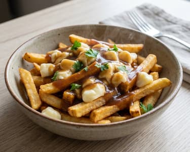 Classic Canadian Poutine with Cheese Curds & Gravy