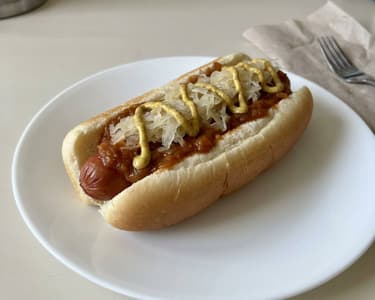 NYC Pushcart Hot Dog with Onion Sauce