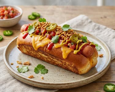 Loaded Hot Dog mit Cheddar