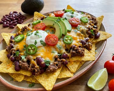 Baked Nachos with Minced Beef