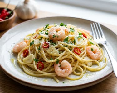 Spaghetti mit Knoblauch und Garnelen