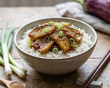 Geschmorte Miso Melanzani