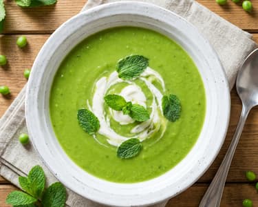 Pea Cream Soup with Mint