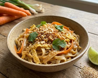 Asian Noodles with Peanut Sauce and Vegetables