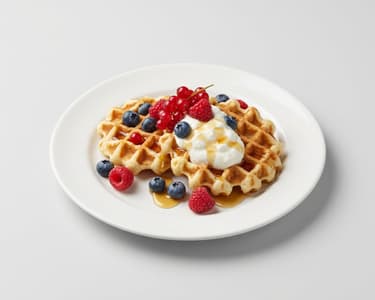 Fluffy Kefir Waffles with Fresh Berries