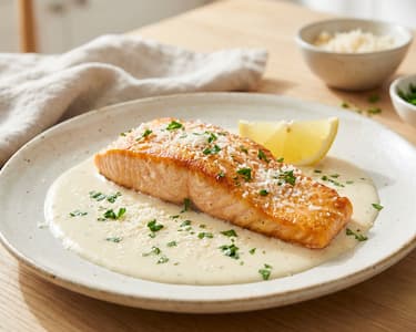 Lachs in cremiger Oberssauce