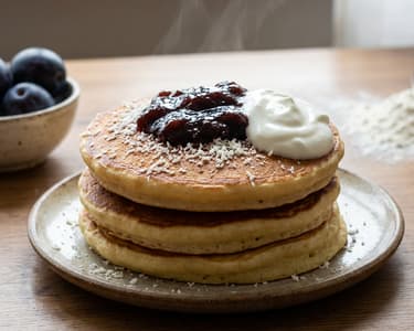 Übernacht-Germ-Pancakes mit Zwetschkenröster