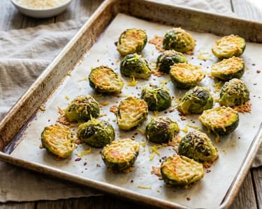 Geröstete Kohlsprossen mit Parmesan-Kruste