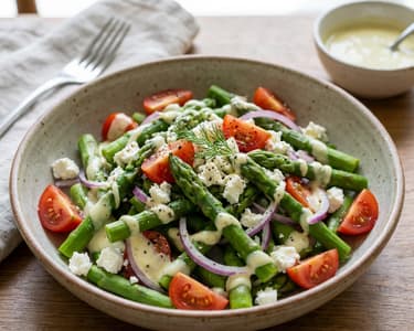Asparagus Salad with Green Asparagus and Feta Dressing