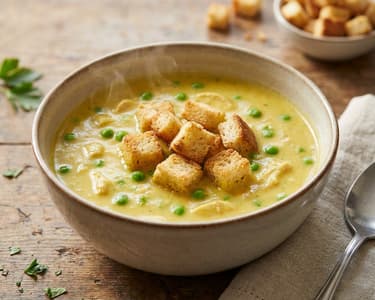 Creamy Chicken Curry Soup with Peas