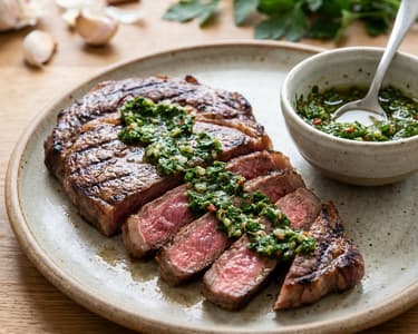 Juicy Beef Steak with Chimichurri Sauce