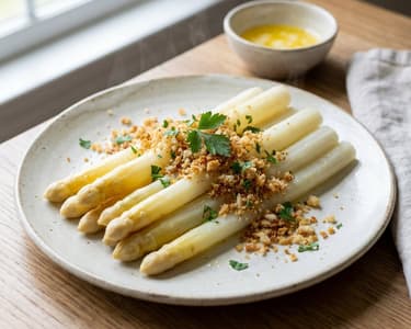 White Asparagus with Buttered Breadcrumbs | Spring Classic