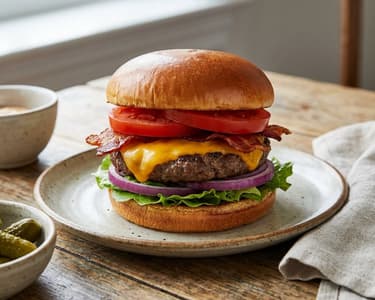 Saftiger Rindsburger mit Speck und Käse